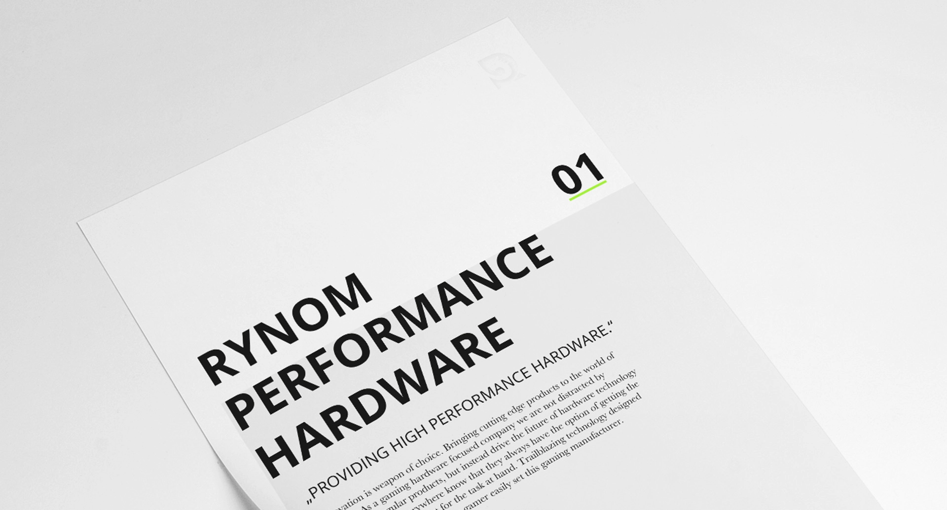 Anwendung des Corporate Designs von Rynom auf digitalem oder gedrucktem Geschäftsmaterial.